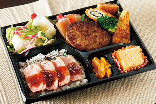 洋食ビストロむろ屋の鴨ロース重と国産ハンバーグ弁当